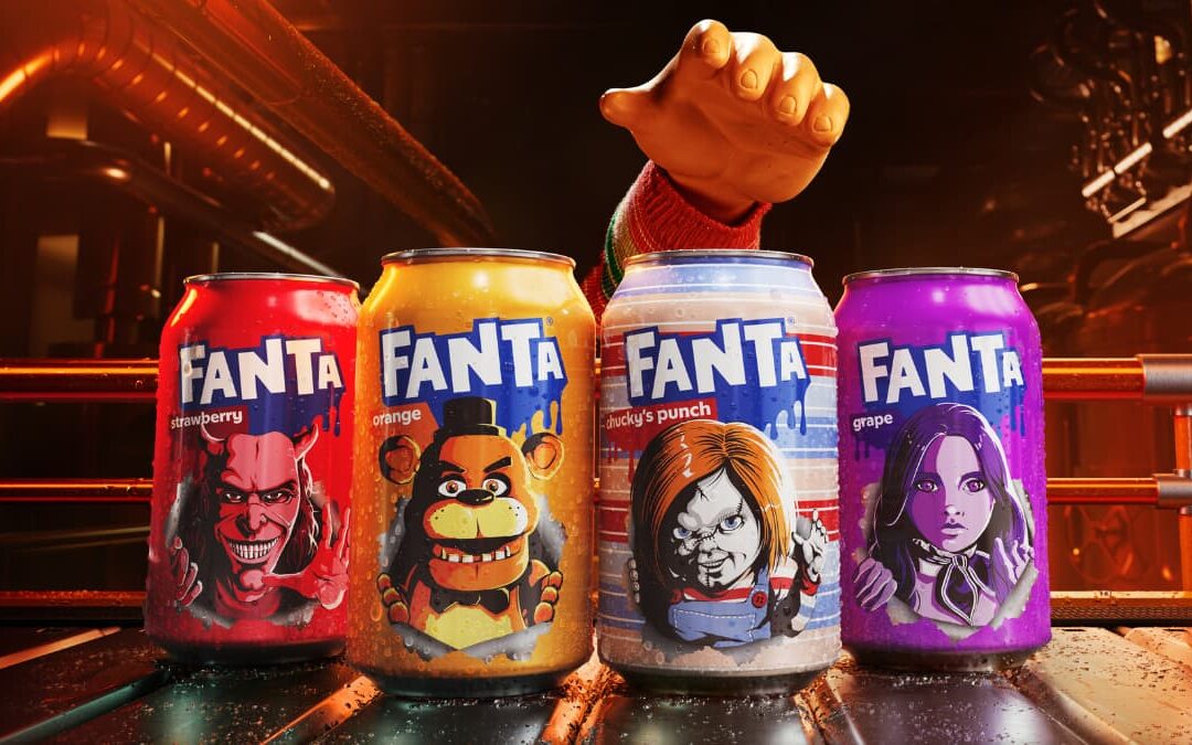 CHUCKY, M3GAN E FREDDY FAZBEAR INVADEM AS EMBALAGENS DE FANTA EM EDIÇÃO LIMITADA DE HALLOWEEN